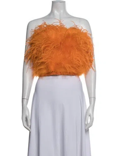 Pre-owned Lapointe Strapless Crop Top W/ Tags In Orange
