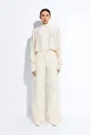 Lapointe Stretch Cotton Twill Slouchy Pant With Feathers In Cream