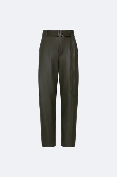 Lapointe Stretch Faux Leather Belted Tapered Trouser In Green