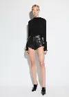 Lapointe Stretch Faux Leather Mini Short In Black
