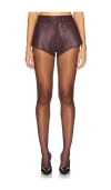 Lapointe Stretch Faux Leather Mini Short In Burgundy