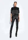 Lapointe Stretch Faux Leather Split Hem Legging In Black