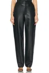 Lapointe Stretch Faux Leather Tapered Trouser In Black