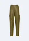 Lapointe Stretch Faux Leather Tapered Trouser In Dark Olive In Green