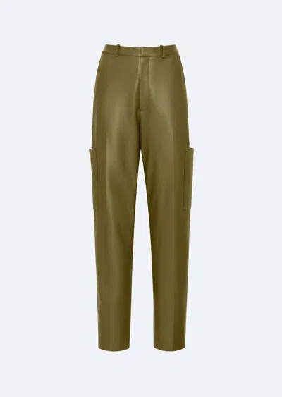 Lapointe Stretch Faux Leather Tapered Trouser In Dark Olive In Green