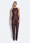 Lapointe Stretch Faux Leather Tapered Trouser In Mulberry