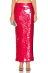 Lapointe Stretch Sequin Long Pencil Skirt In Rouge