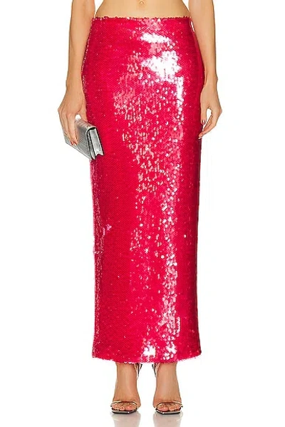 Lapointe Stretch Sequin Long Pencil Skirt In Rouge