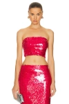 Lapointe Stretch Sequin Tube Top In Rouge