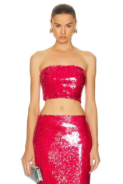 Lapointe Stretch Sequin Tube Top In Rouge