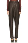 Lapointe Stretch Stretch Faux Leather Tapered Trouser In Brown