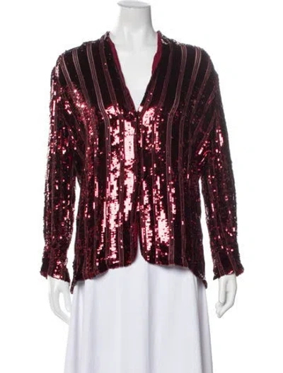 Pre-owned Lapointe Striped Evening Jacket In Burgundy