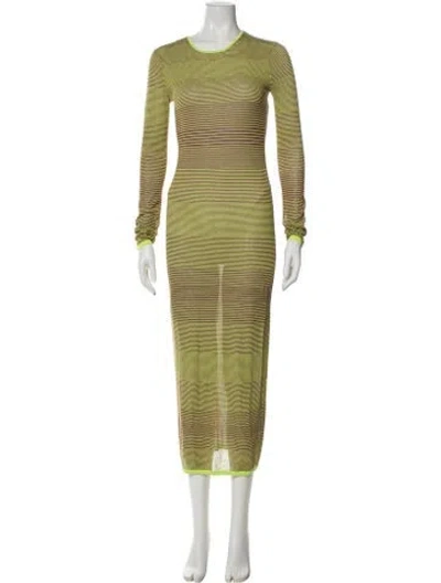 Pre-owned Lapointe Striped Long Dress In Green