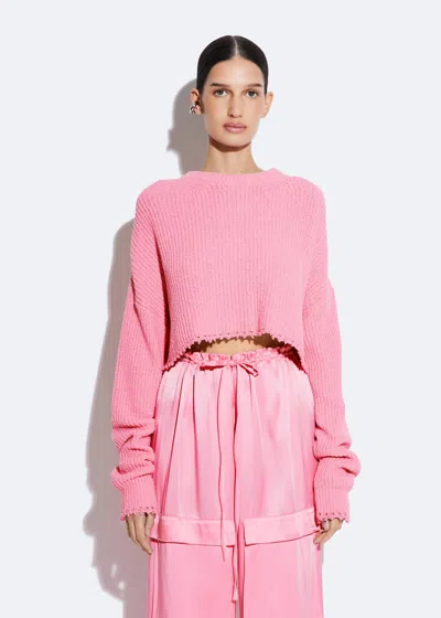 Lapointe Textured Cotton Sweater In Pink