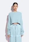 Lapointe Textured Cotton Sweater In Soft Blue