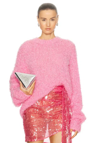 LAPOINTE TEXTURED MOHAIR LONG SLEEVE CREWNECK PULLOVER SWEATER