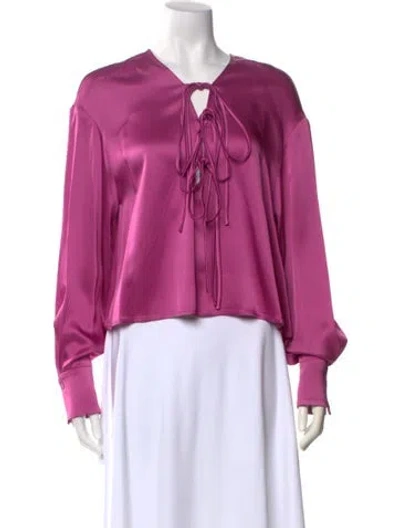 Pre-owned Lapointe Tie Neck Long Sleeve Blouse W/ Tags In Pink