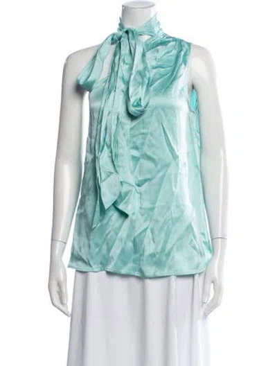 Pre-owned Lapointe Tie Neck Sleeveless Top In Blue