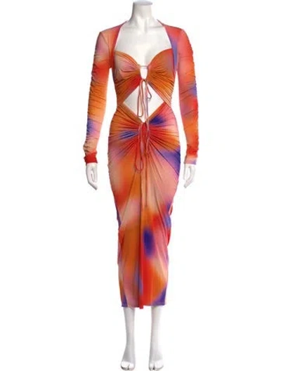 Pre-owned Lapointe Tie-dye Print Long Dress W/ Tags In Orange