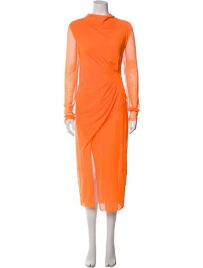 Pre-owned Lapointe Turtleneck Knee-length Dress In Orange