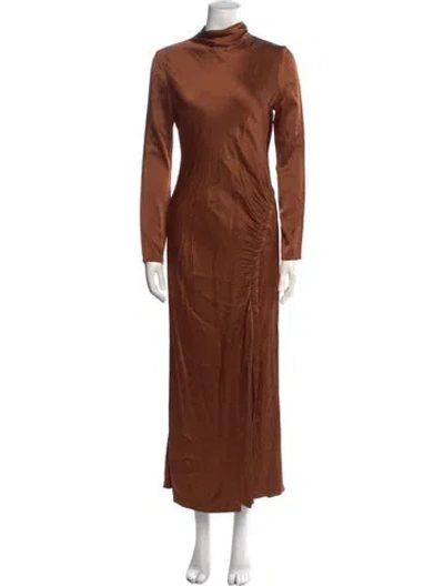 Pre-owned Lapointe Turtleneck Long Dress In Brown