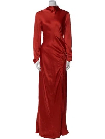 Pre-owned Lapointe Turtleneck Long Dress In Orange