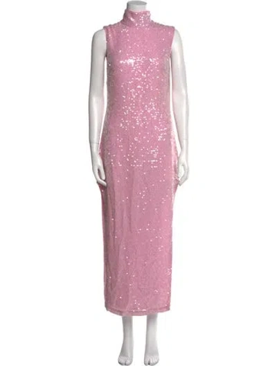 Pre-owned Lapointe Turtleneck Long Dress In Pink