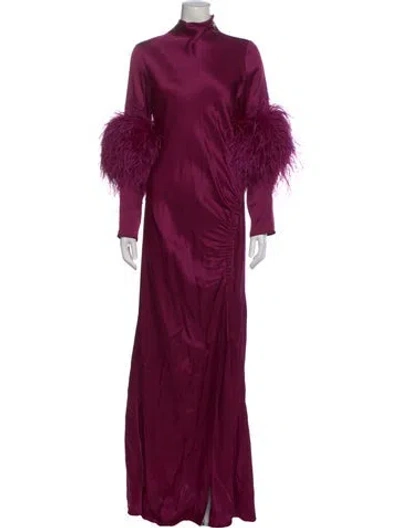 Pre-owned Lapointe Turtleneck Long Dress In Purple