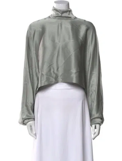 Pre-owned Lapointe Turtleneck Long Sleeve Crop Top In Gray