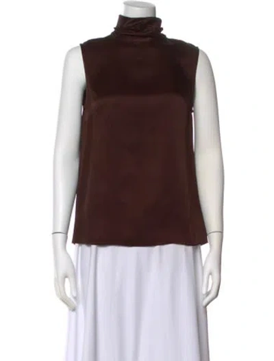 Pre-owned Lapointe Turtleneck Sleeveless Top In Brown