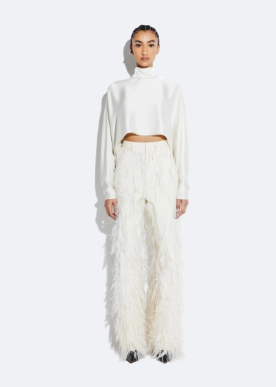 Lapointe Twill Pant With Feathers In Cream