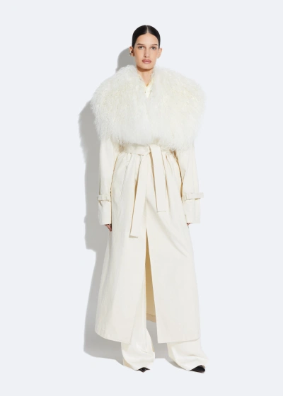 Lapointe Twill Trench With Shearling In Cream
