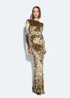 Lapointe Velvet Leopard Boatneck Gown In Leopard