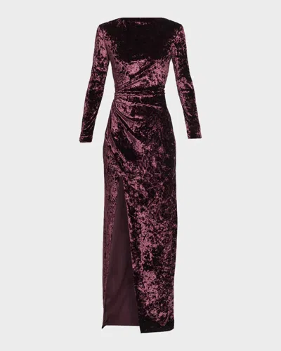Lapointe Velvet Ruched Gown In Brown