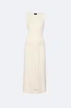 Lapointe Viscose Waist Tie Dress In Cream