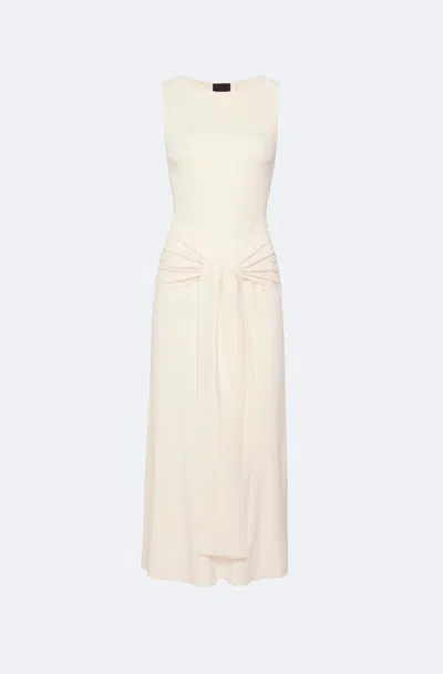 Lapointe Viscose Waist Tie Dress In Cream