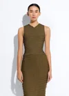 Lapointe Viscose Wide Ribbed Tank Top In Dark Olive