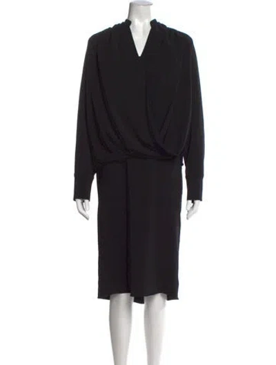 Pre-owned Lapointe V-neck Knee-length Dress In Black