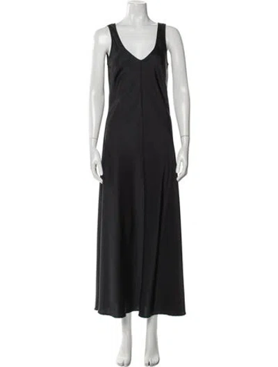 Pre-owned Lapointe V-neck Long Dress In Black