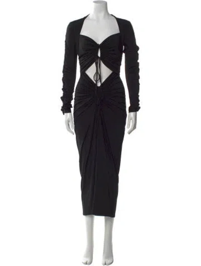 Pre-owned Lapointe V-neck Long Dress In Black