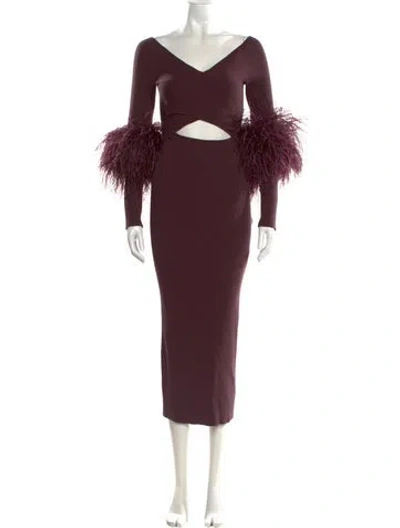 Pre-owned Lapointe V-neck Long Dress In Burgundy
