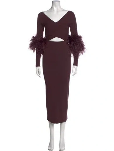 Pre-owned Lapointe V-neck Long Dress In Burgundy