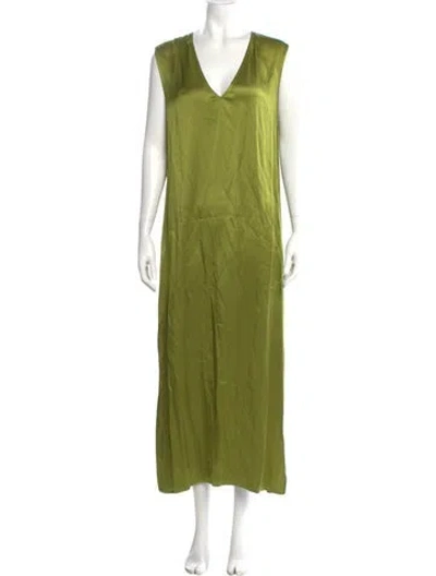 Pre-owned Lapointe V-neck Long Dress In Green