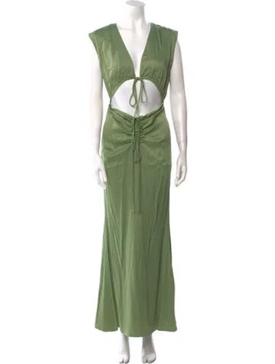 Pre-owned Lapointe V-neck Long Dress In Green