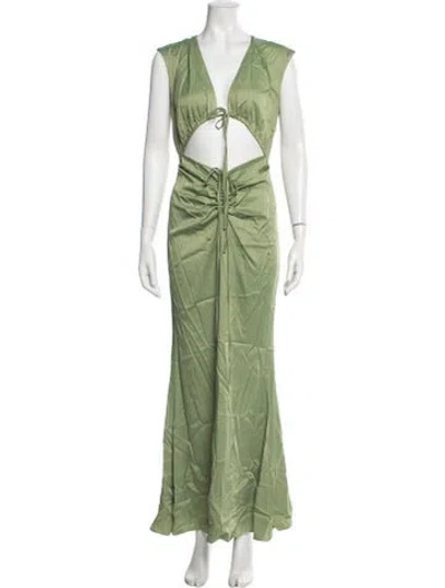 Pre-owned Lapointe V-neck Long Dress In Green