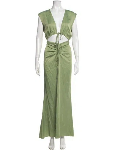 Pre-owned Lapointe V-neck Long Dress In Green