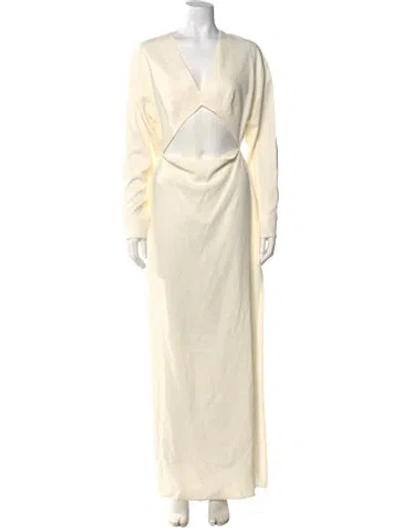 Pre-owned Lapointe V-neck Long Dress In Neutral
