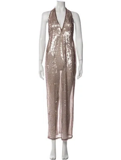 Pre-owned Lapointe V-neck Long Dress In Neutral