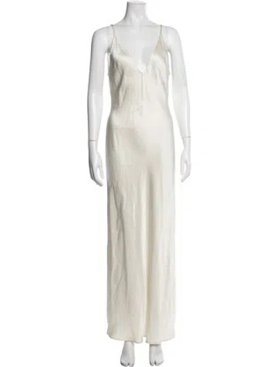 Pre-owned Lapointe V-neck Long Dress In Neutrals