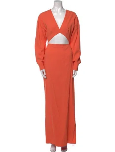 Pre-owned Lapointe V-neck Long Dress In Orange